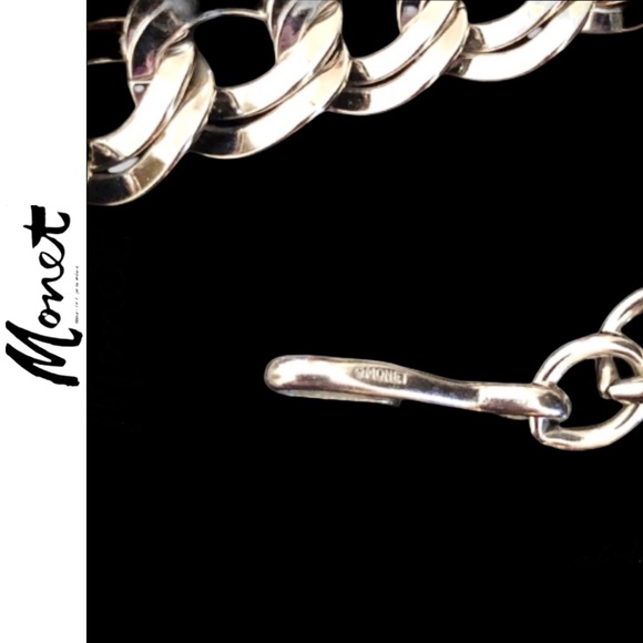 NEW RARE Vintage 80’s Monet Chunky Graduated Curb Chain Necklace - Picture 5 of 10